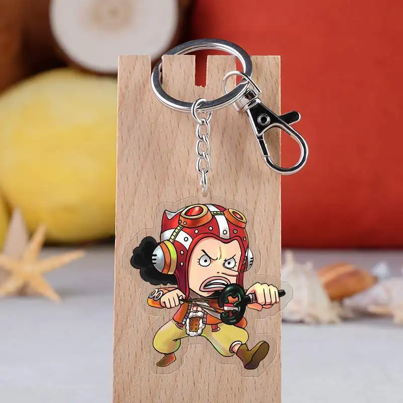 

Acrylic key chain One Piece animation characters Luffy, ZORO, Usopp, Nami, Luo double transparent key chain decorative pendant