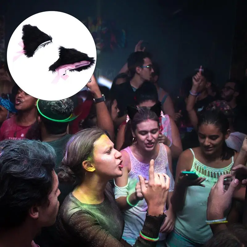 

1 Pair Cat Ears Hair Clip Cosplay Party Long Fur Lovely Costume Hair Clip