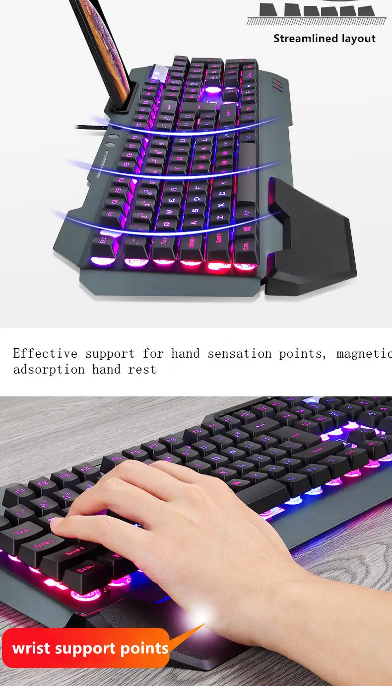 Игровая механическая клавиатура с мышью Проводная RGB подсветка геймерская для