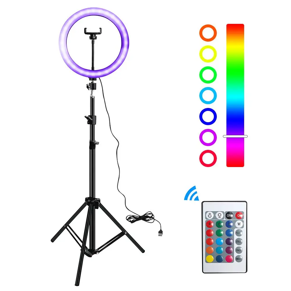 Светодиодный кольцевой светильник 12 дюймов 30 см RGB лампа для селфи с триподом