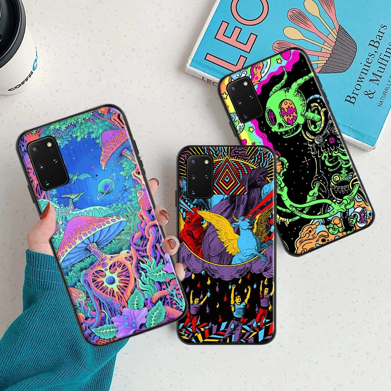 

Colourful Psychedelic Trippy Art Phone Case For Samsung Galaxy S8 Plus S9 S10 S20 S20 FE Lite Ultra Mandala Chakra Yoga Coque