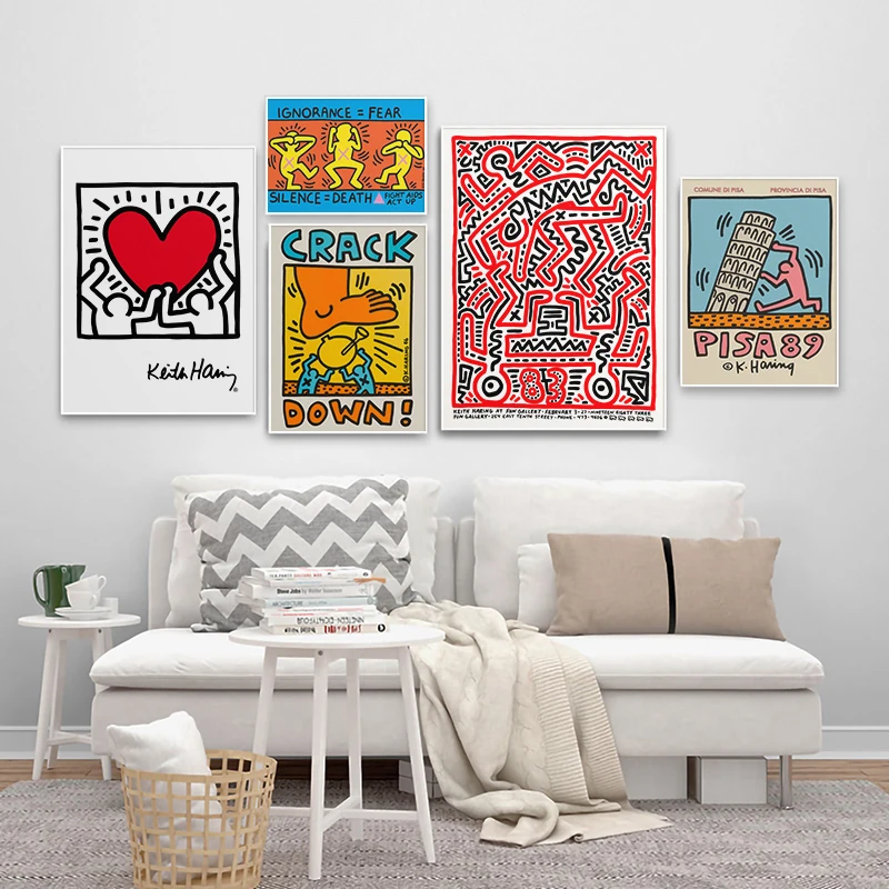 

Modern POP Abstract Italy Canvas Painting Heart Poster and Prints Street Graffiti Wall Art Pictures for Home Interior Decor