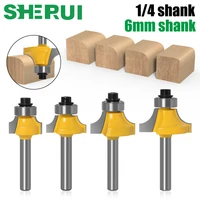 4pcs 6mm shank r3 17 r4 76 r6 35 r7 96corner round over router bit with bearingmilling cutter for wood woodwork tungsten carbide