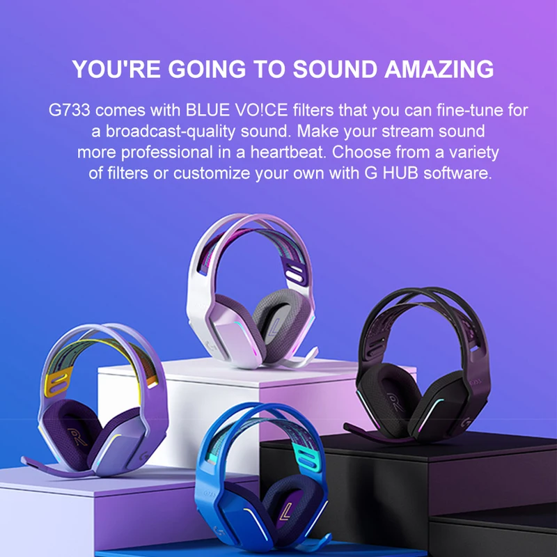 Logitech G733 LIGHTSPEED Wireless RGB Gaming Headset PRO-G DTS Headphone X 2.0 surround sound Suitable for computer gamers | Электроника