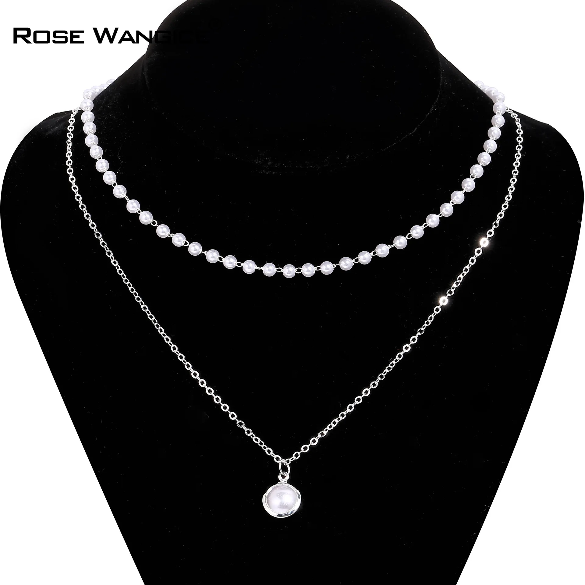 

New Fashion Wedding Party Pearl Choker Necklace Cute Double Layer Chain Pendant For Women Jewelry Happy Anniversary Girl Gift
