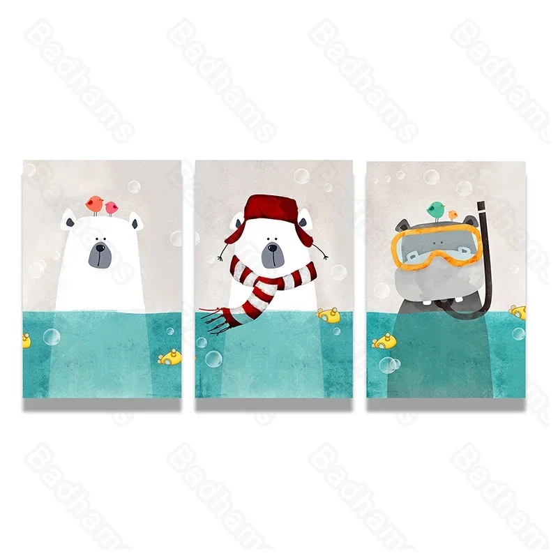 

Nordic Decoration Home Living Room Decoration Painting Cartoon Animals Bedroom Children's Room Decoration Canvas Painting