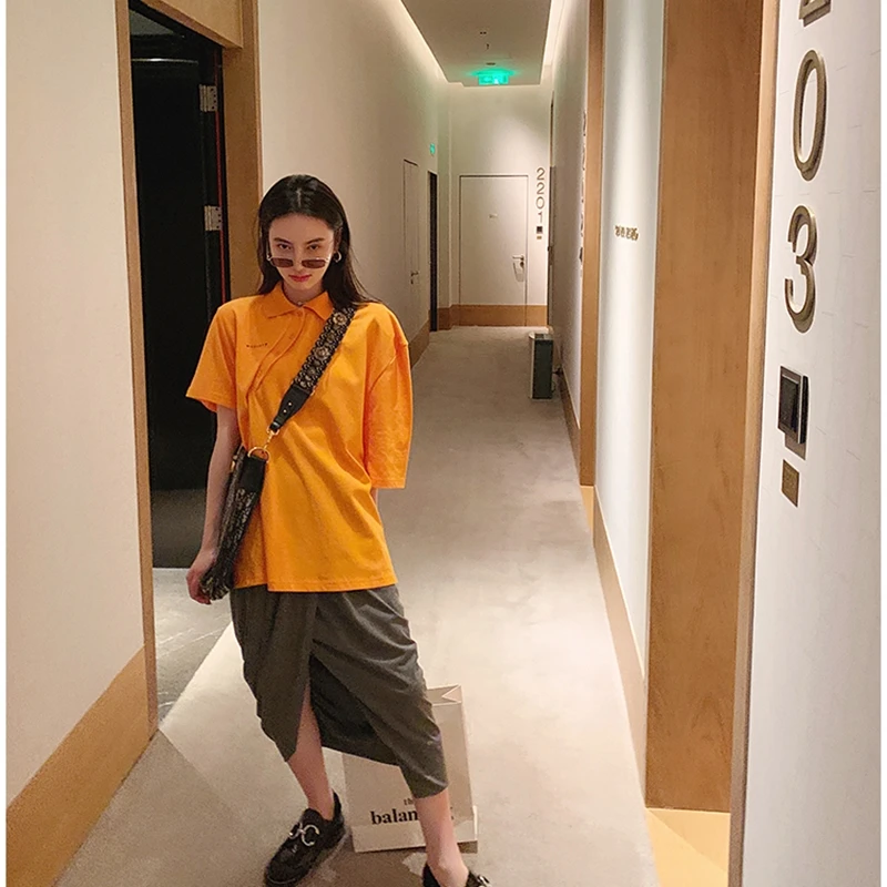 

Solid Polo Shirt Female Soft Cotton Casual Women Tops Shirts Summer Shirt Elastic 2020 Short Sleeve undershirt Ladies harajuku