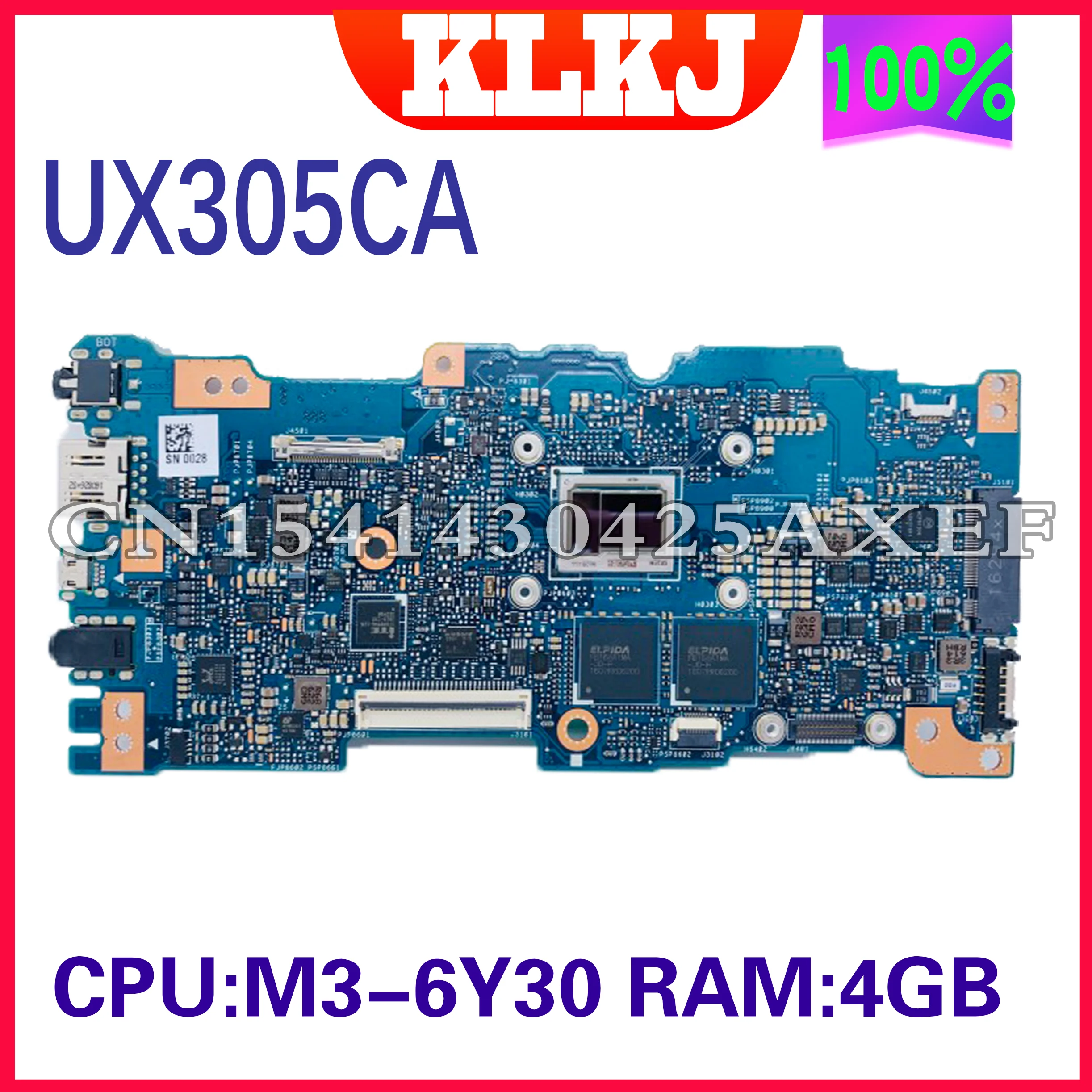

Dinzi UX305CA Motherboard for ASUS Zenbook UX305C UX305CA U305C Laptop Motherboard With M3-6Y30 CPU 4GB RAM 100% Working Well