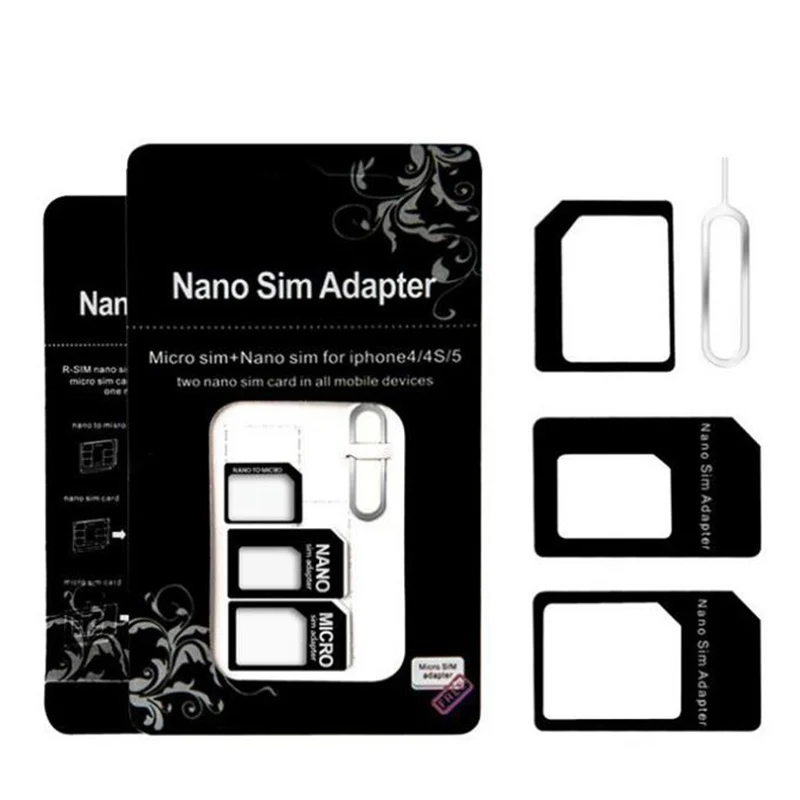 TianJie Nano sim-карта адаптер 4 в 1 micro SIM адаптер с ключом извлечения