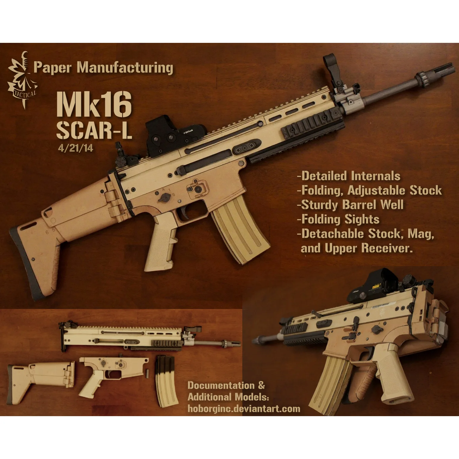 1:1 MK16 бумажная модель пистолета SOF Боевая Штурмовая винтовка шрам DIY 3D карточка