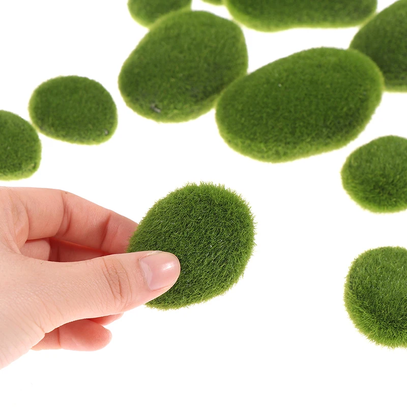 30 шт. 3 Размеры искусственного камня Мосс Rocks декоративные Зеленый мох мячи для