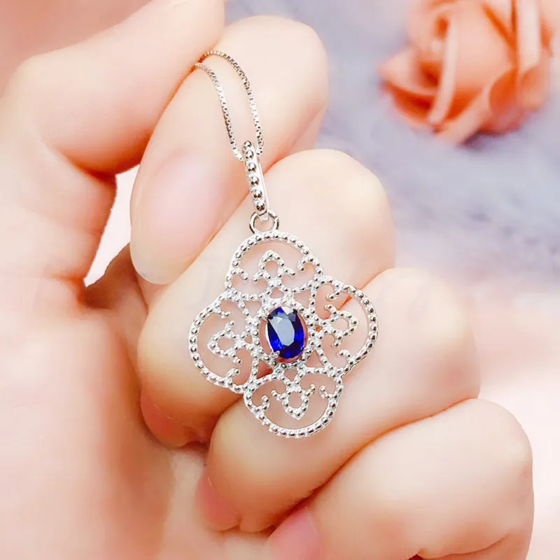 Натуральный настоящий сапфировый кулон бесплатная доставка серебро 925 пробы 0.6ct