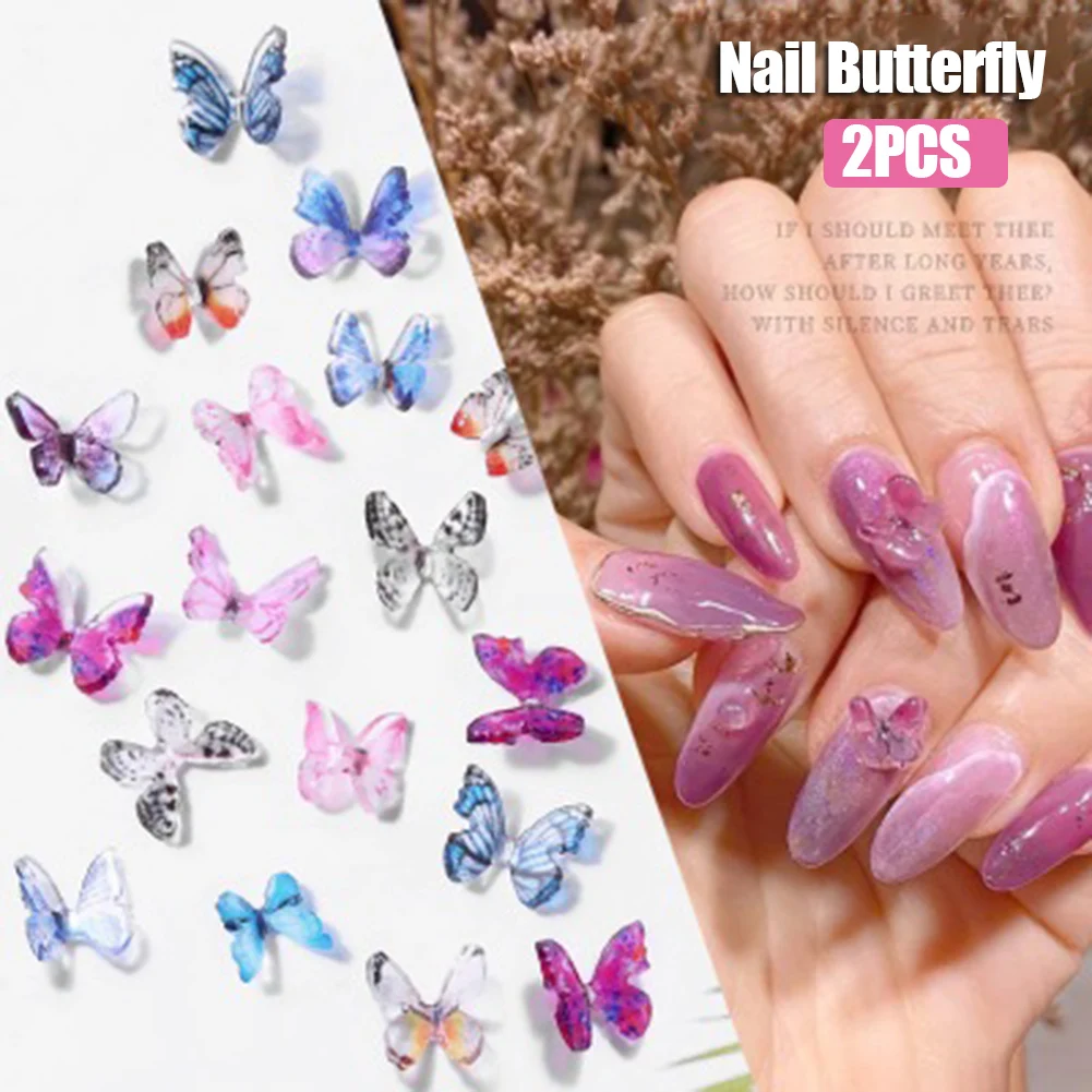 

2 Pcs 3D Nail Art Butterfly Stickers Glitters Manicure Art Tools Decoration HJL2019