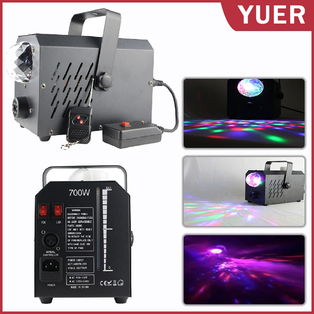 YUER NEW 700W 3X3W RGB Magic Ball Fog Machine Rmote Control For DJ Disco Wedding Music Party Dance Floor Nightclub Concert