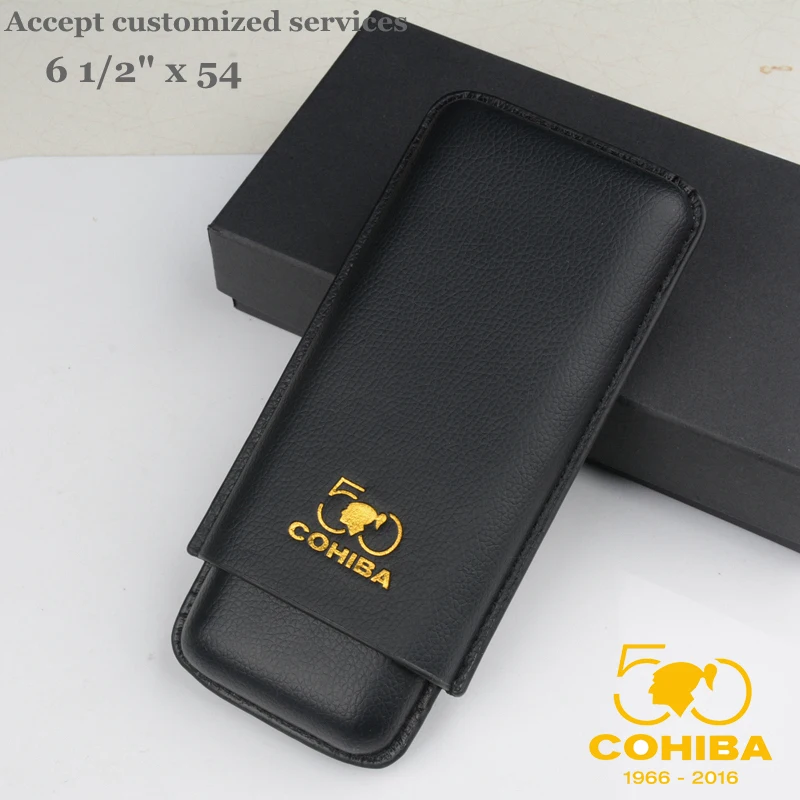 

COHIBA Cigar Case Leather Cigar Holder Mini Travel Humdor 3 Tubes 22mm Dia Long Cigar Box Exellent Smoking Accessory for Men