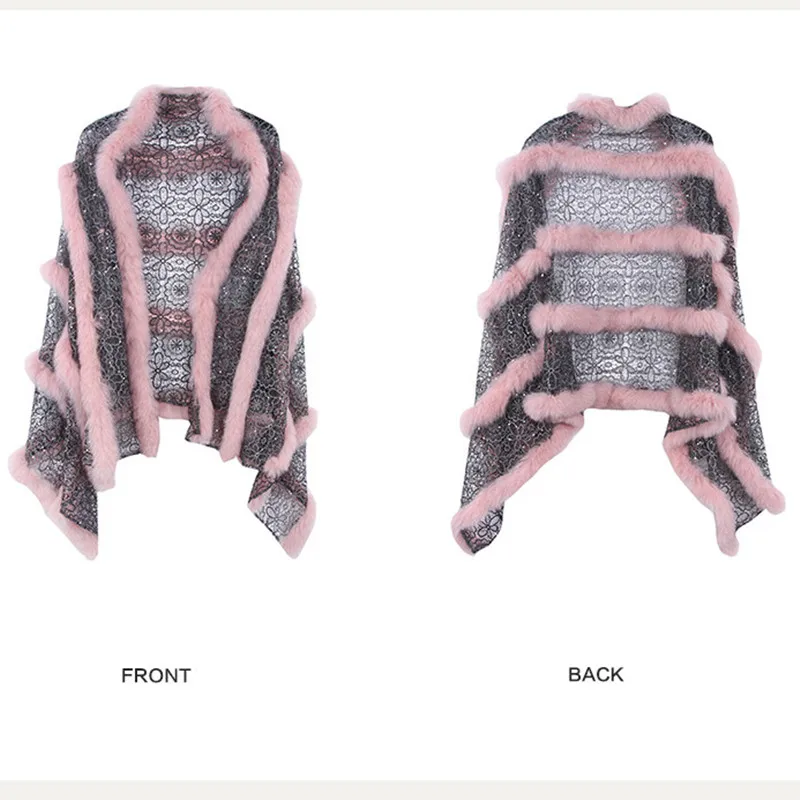 

FURSARCAR 2020 New Luxurious Lace Sequins Women Fur Cape Fashion Natural Fox Fur Shawl 180cm Long Spring And Autumn Coat