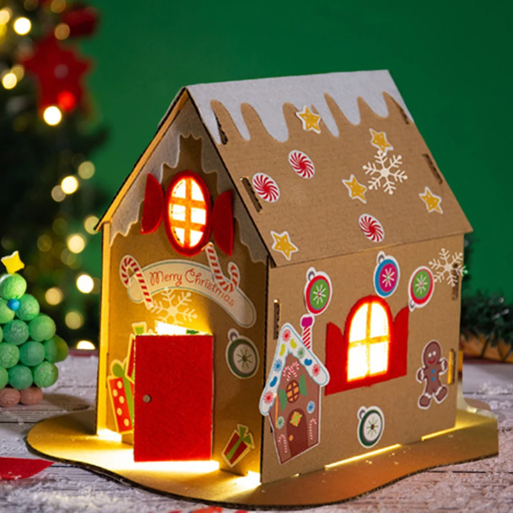 

1Pcs Christmas House Shape Candy Bags Christmas Gift Box Cookie Bags Packaging Boxes Christmas Tree Pendant Party Decorations
