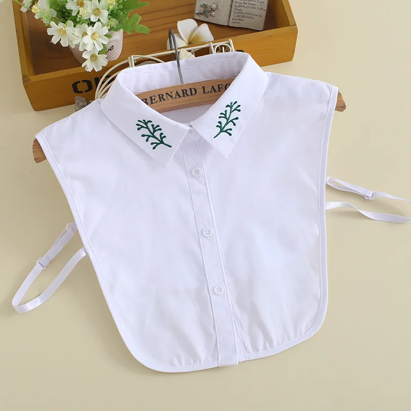 

Cotton Embroidery Fake Collar for Women Solid Color Shirt Detachable Collars False Collar Lapel Removable Half Shirt Decor