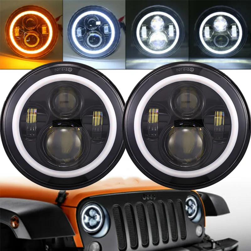 2 шт. 7 'ƍ дюймов круглый светодиодный светильник на голову Высокий Низкий Луч