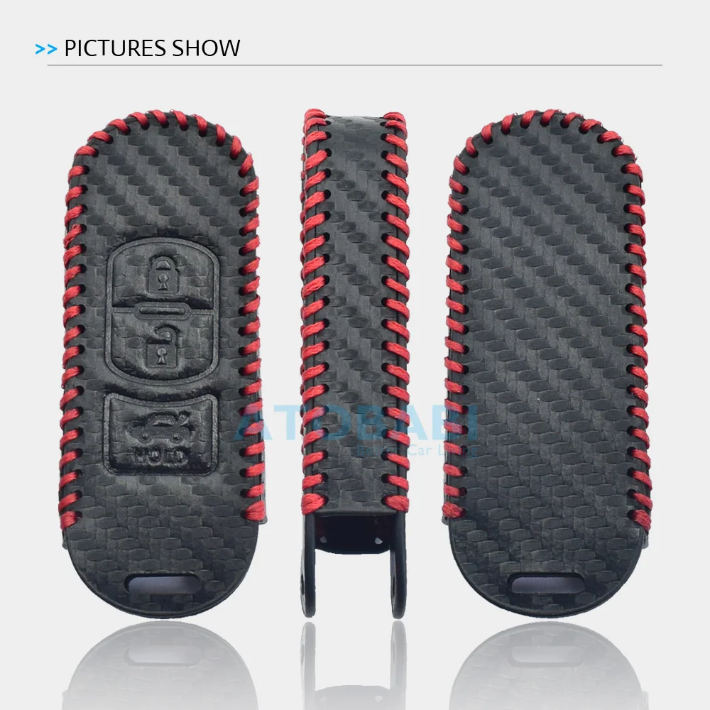 Чехол для автомобильного ключа из углеродистой кожи Mazda 2 3 6 с умным дистанционным