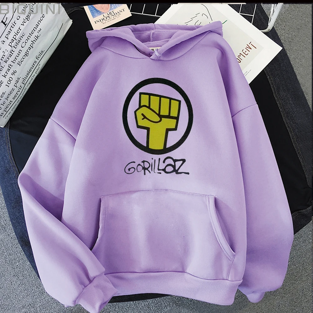 Толстовка с капюшоном и надписью Music Gorillaz топы Мужская Уличная одежда в стиле