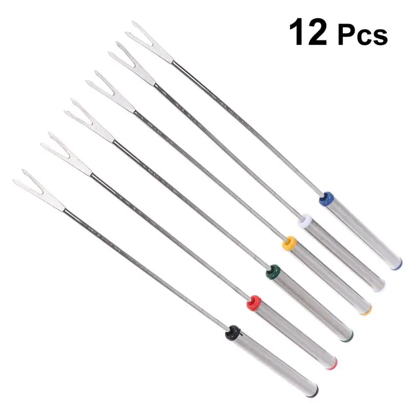 12 шт 24 см нержавеющей стали вилки для фондю сыра с термостойкой ручкой