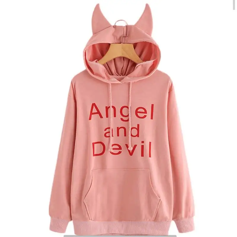 Брендовые осенние толстовки с рисунком дьявола свитшот женская модная