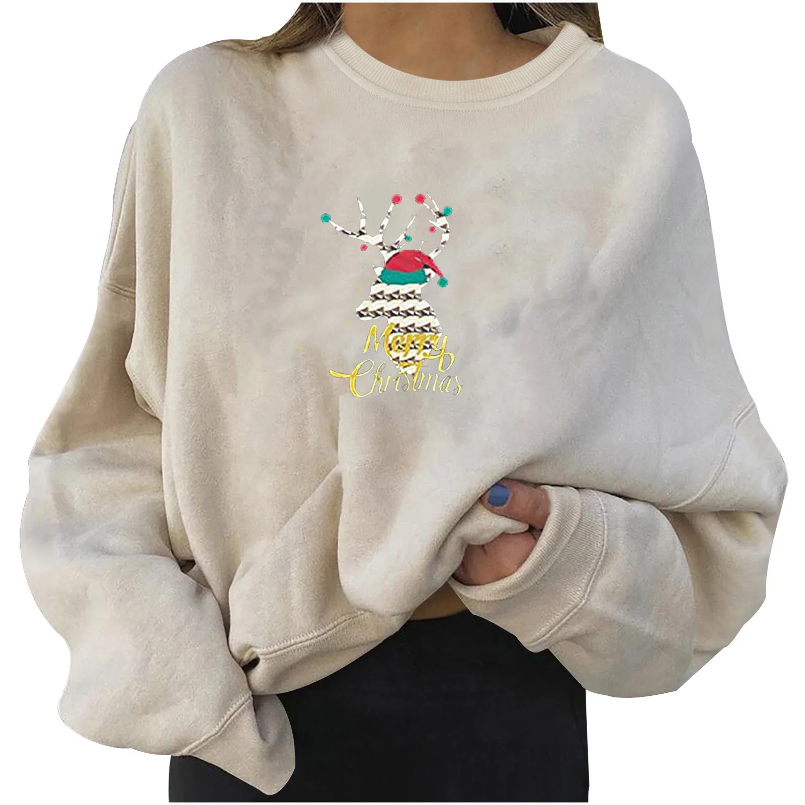 

Autumn Winter Warm Hoodie Women Casual Long Sleeve Christmas Santa Claus Printed Sweatshirts Pullover Tops Sudadera Harajuku #ND