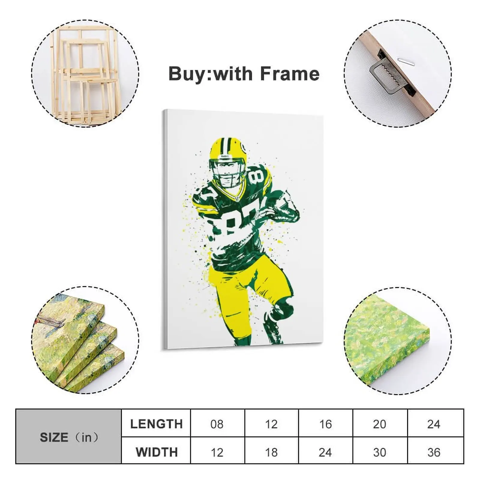 

Decor 87 Jordy Nelson Print Painting Canvas Hang A Picture for Living Room Wall Room Posters With Frame Modern Home