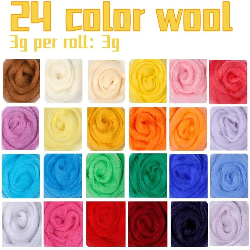 Набор инструментов для валяния Nonvor 24 цвета самостоятельного изготовления иголок