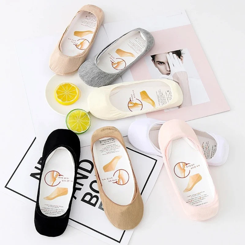 

5 Pairs Invisible Low Cut Liner Socks Non-slip Soft Breathable Women Daily Socks M2