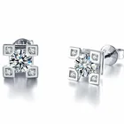 Inbeaut 925 серебро Классический 4 зубец отличный крой пройти алмаз Тесты D Цвет VVS1 серьги-гвоздики с муассанитом серьги Париж романтичные серьги