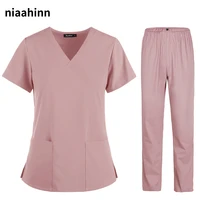 uniforms nurse women thin and light fabric short sleeve medical clothes scrubs nursing pants elastic medical uniforms for summer