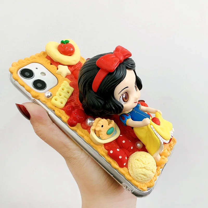 

Disney cartoon cute mermaid snow white handmade diy girl phone case for iphone 12mini/11pro/12promax/se/xr/7plus/8p/xs/xsmax/xs