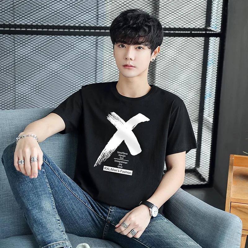 

Men's short-sleeved t-shirt 2021 summer new Hong Kong style casual t-shirt ins style trend top