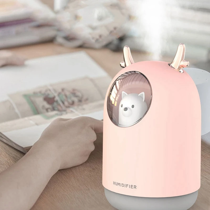 

300ML Cute Pet Ultrasonic Air Humidifier Aroma Essential Oil Diffuser for Home Car USB Fogger Mist Maker with LED Night Lamp