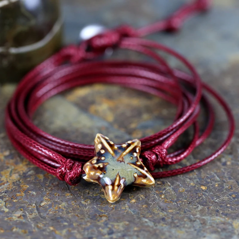 Винтажный браслет дружбы для мужчин и женщин керамический с морскими звездами