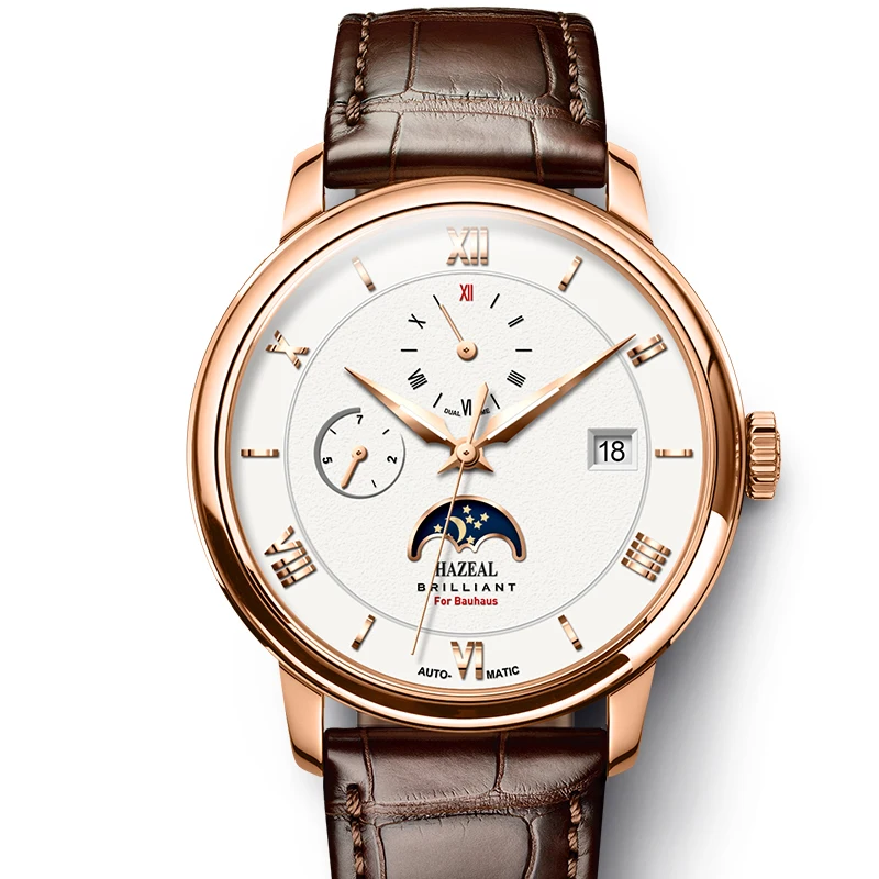 HAZEAL Мужские автоматические часы роскошные брендовые механические наручные
