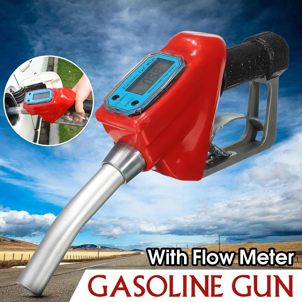 

Doersupp Digital Flow Meter Indicator Fuel Gasoline Petrol Oil Refueling-Gun Nozzle Aluminum Gas Station Refuel Injection Tools