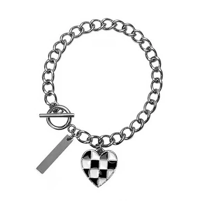 Модные подвесные браслеты черно-белый эмалированный кубинские звенья