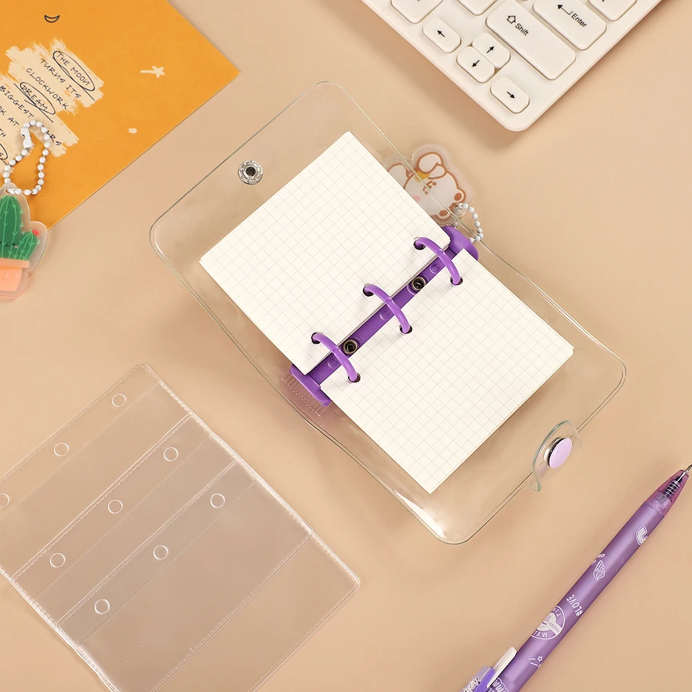 Милый прозрачный 3 кольцо мини блокнот с отрывными листами студент Портативный