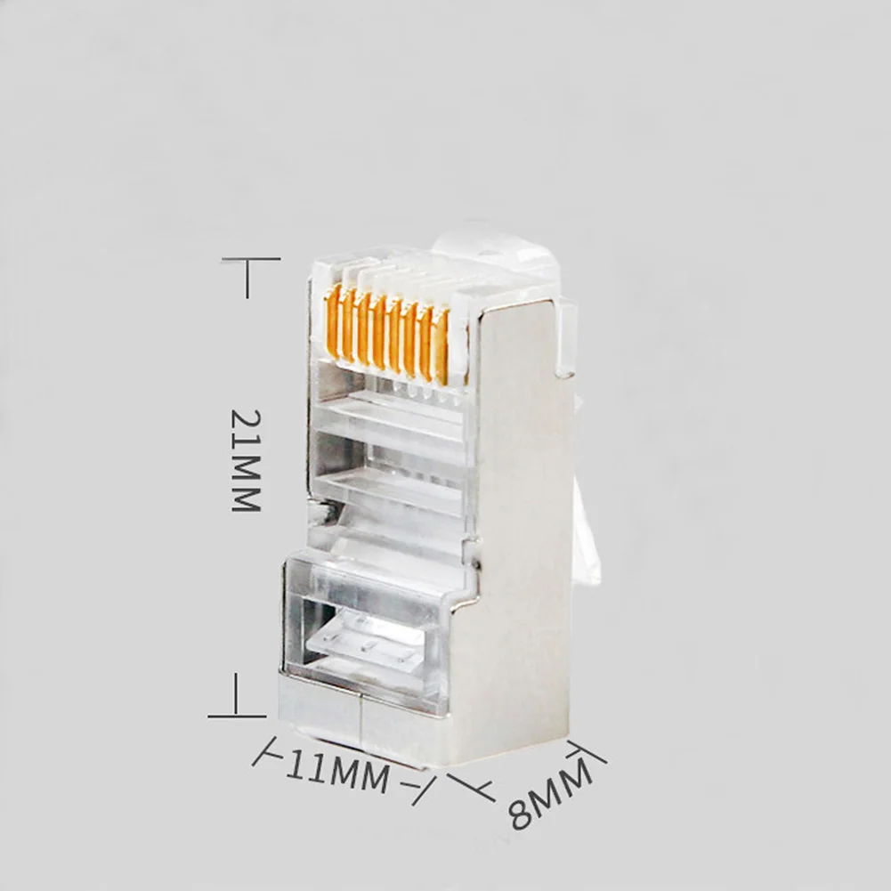 100 шт. прозрачный Металлический Щит RJ45 модульная штепсельная вилка фоторазъем 8P8C