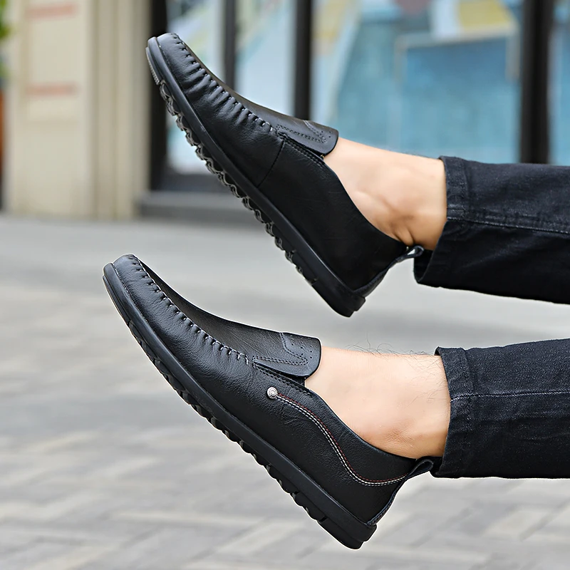 Мужская кожаная обувь Летние мужские мокасины из натуральной кожи Модные