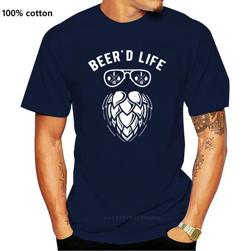 

Men's Beer'd Life T-Shirt Hipster Beer Shirts Beard Tee Hops Home Brew Brewing S(1)