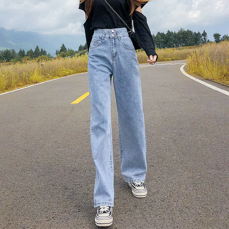

High Waist Wide Leg Pants autumn jeans women's new spring and autumn straight pants in 2020