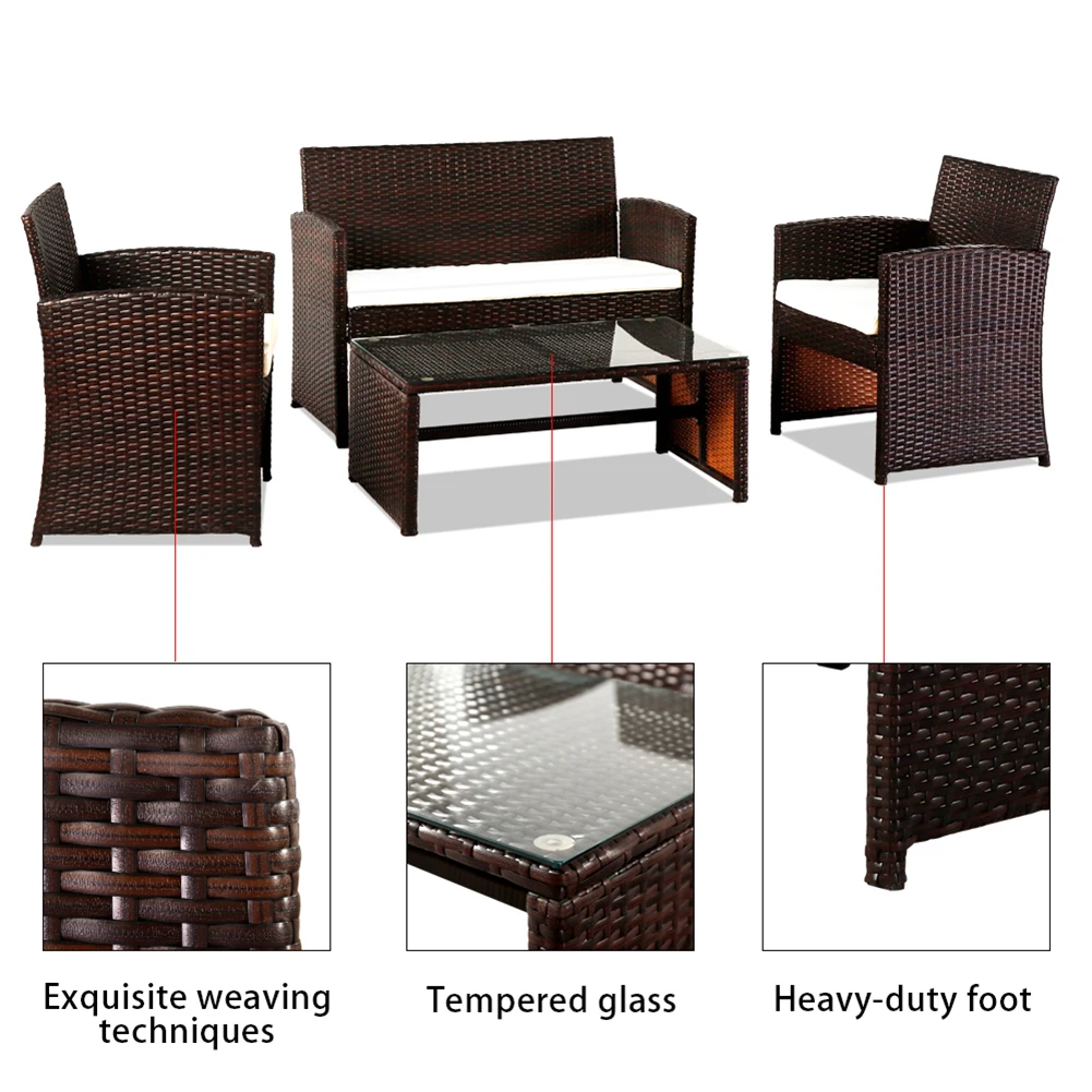 

Outdoor sofa leisure furniture balcony living room rattan sofa ivory white combination furniture four-piece