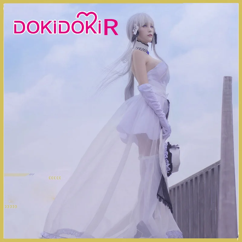 DokiDoki-R Game Azur Lane Illustrious Cosplay Costume Womem White Dress | Тематическая одежда и униформа