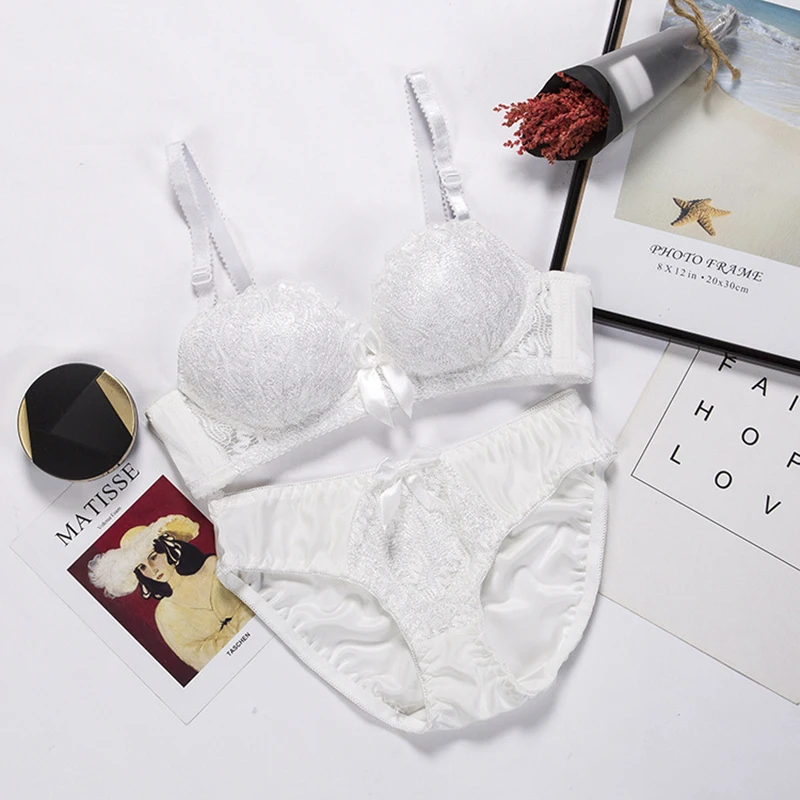 Комплект нижнего белья для девушек глянцевое однотонное собранное нижнее белье