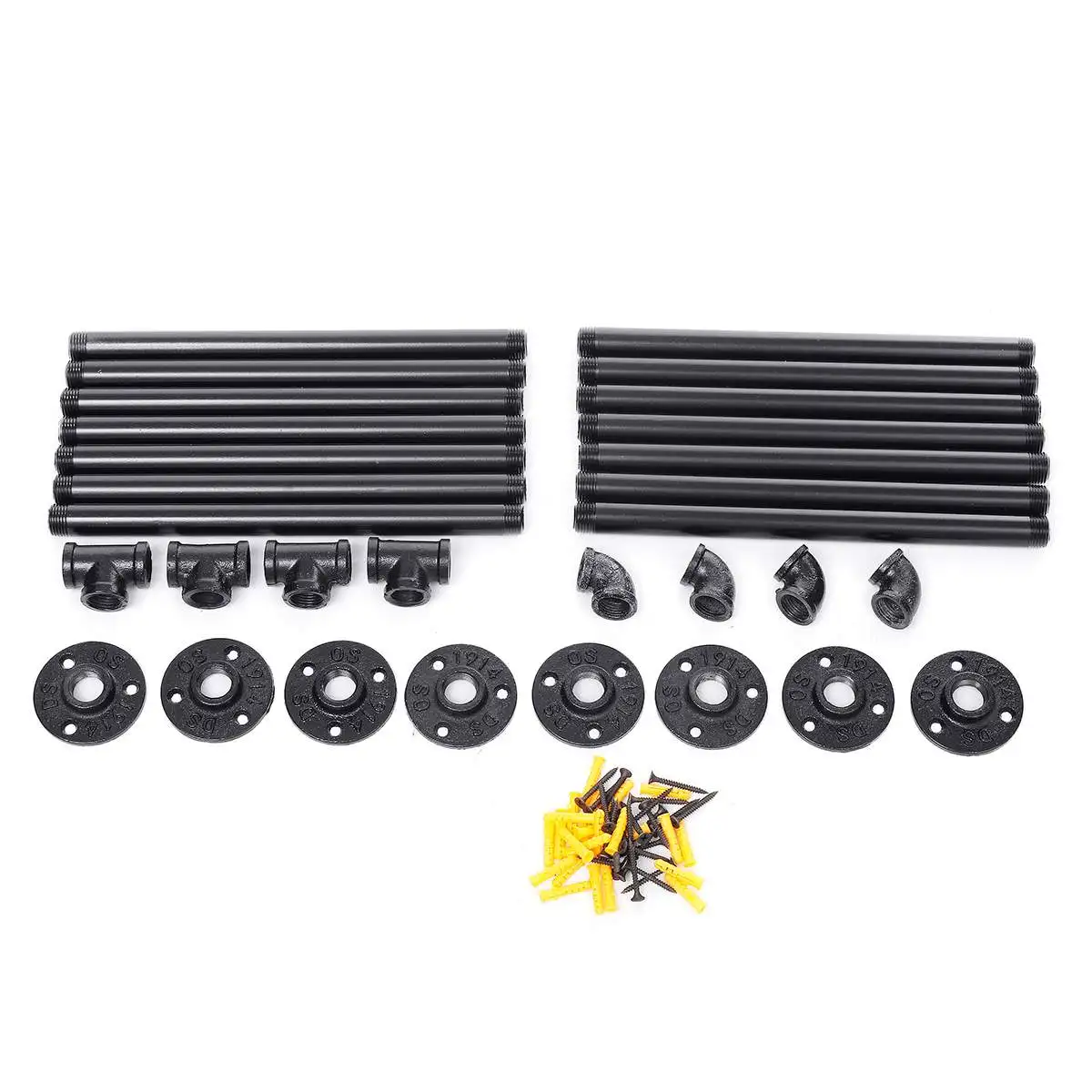 

2Pcs 4 Tier DIY Industrial Retro Bookshelf 90x28cm Wall Mounted Storage Shelves Bracket Iron Pipe Shelf for Home Decor Kitchen