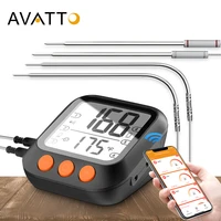 avatto bbq meat cooking thermometertuya smart app control bluetooth timer digital reading screen oven thermometer with 6 probes